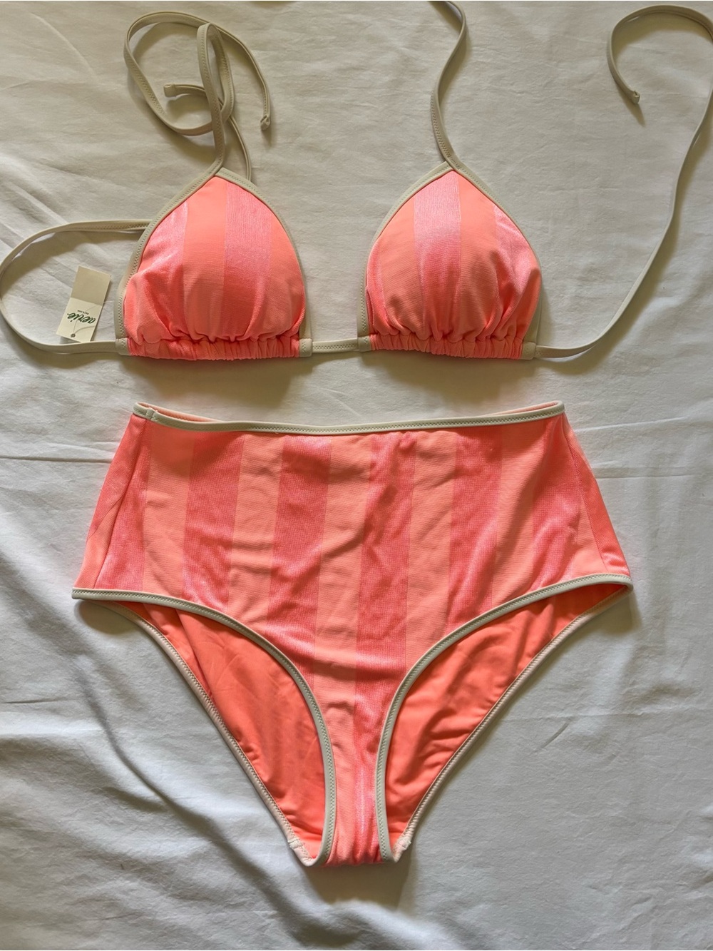 NWT Aerie High Waisted Shine Bikini Size M Bottom Size L Top